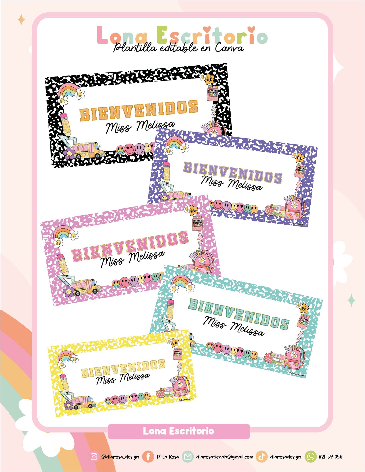 Plantilla Canva: Diseños para Lonas de Escritorio Composition Notebook