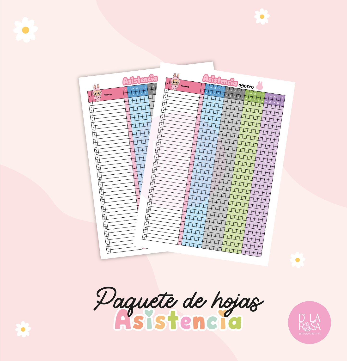 Paquete de hojas de asistencia