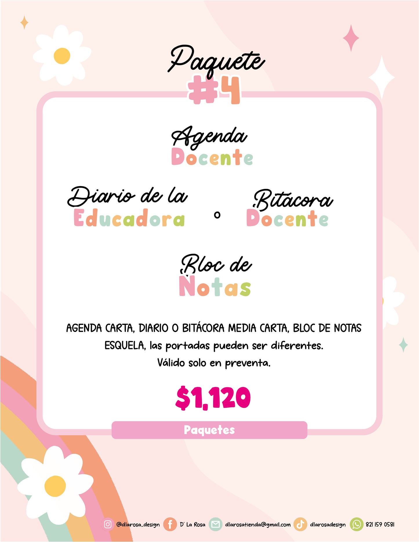 Paquete #4 AGENDA, DIARIO O BITÁCORA, BLOC DE NOTAS