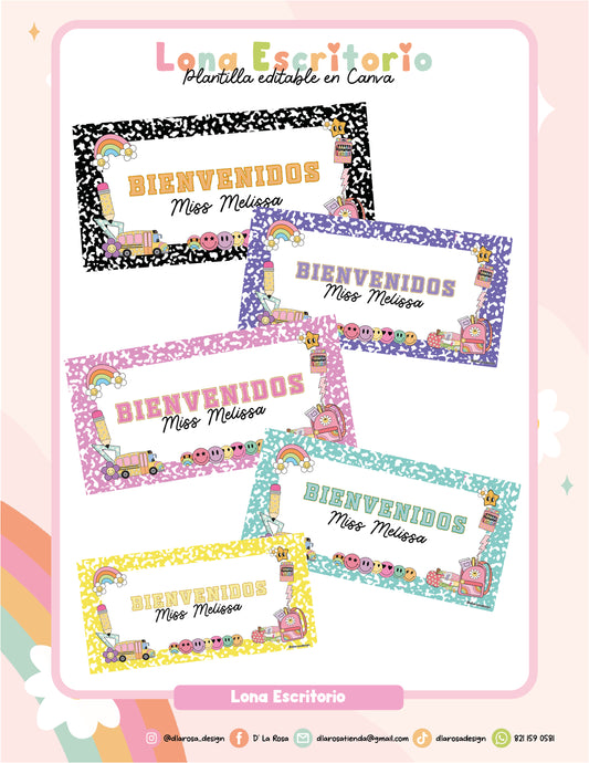 Plantilla Canva: Diseños para Lonas de Escritorio Composition Notebook